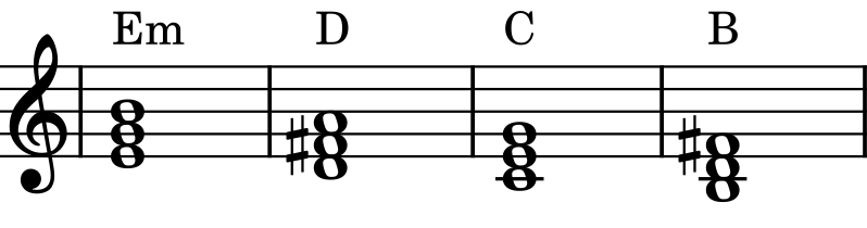 E minor - D major - C major - B major